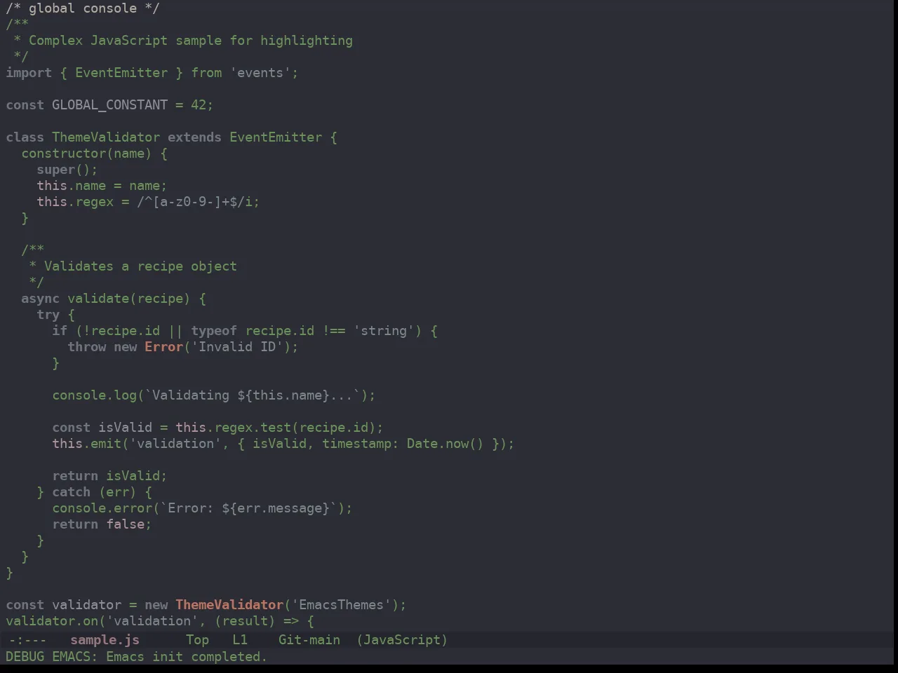 Ewal Dkeg Subtle Theme in javascript-mode
