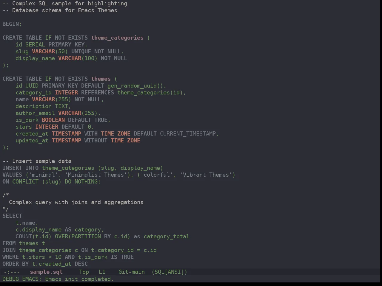 Ewal Dkeg Subtle Theme in sql-mode