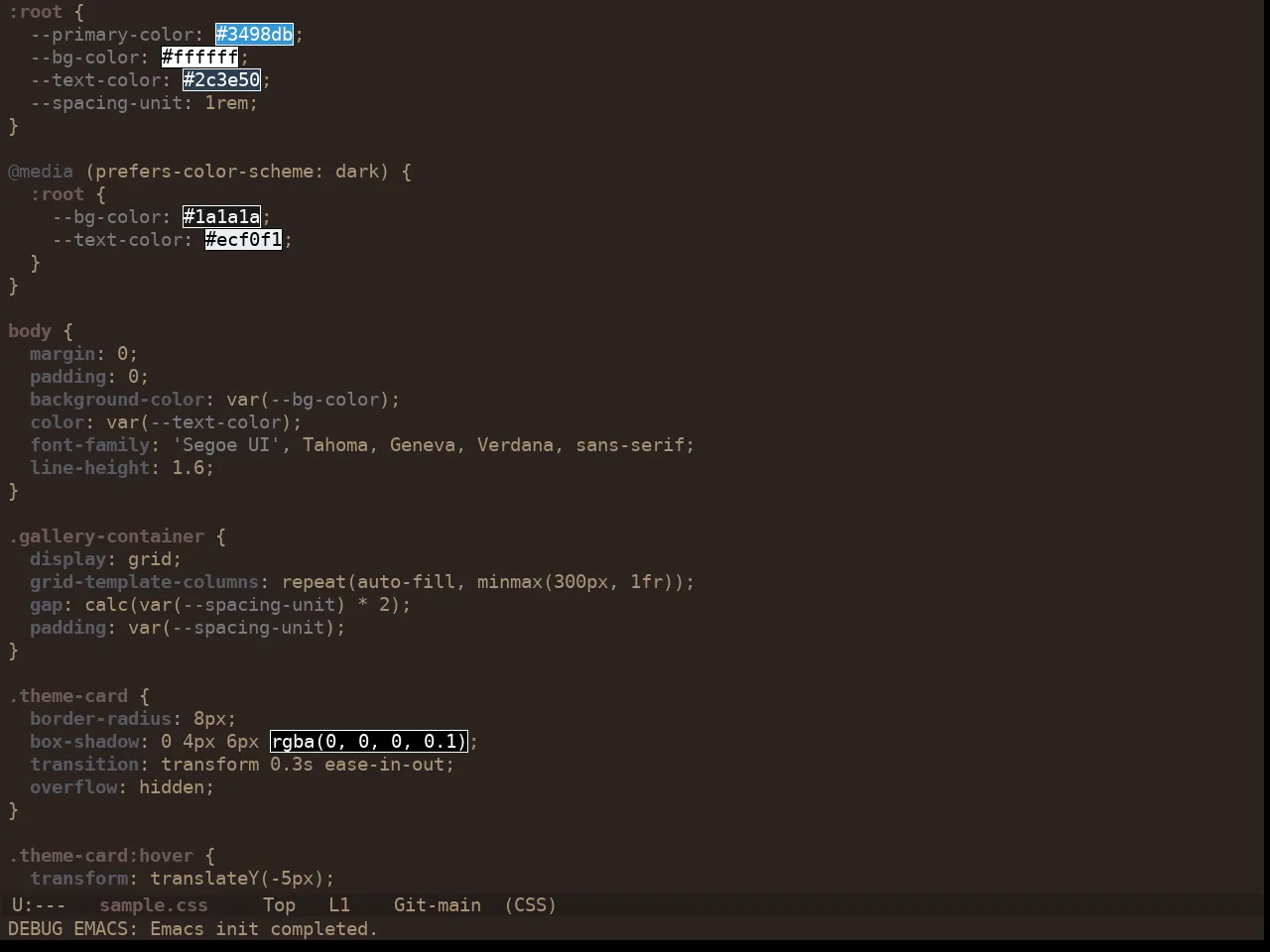 Ewal Dkeg Sundr Theme in css-mode
