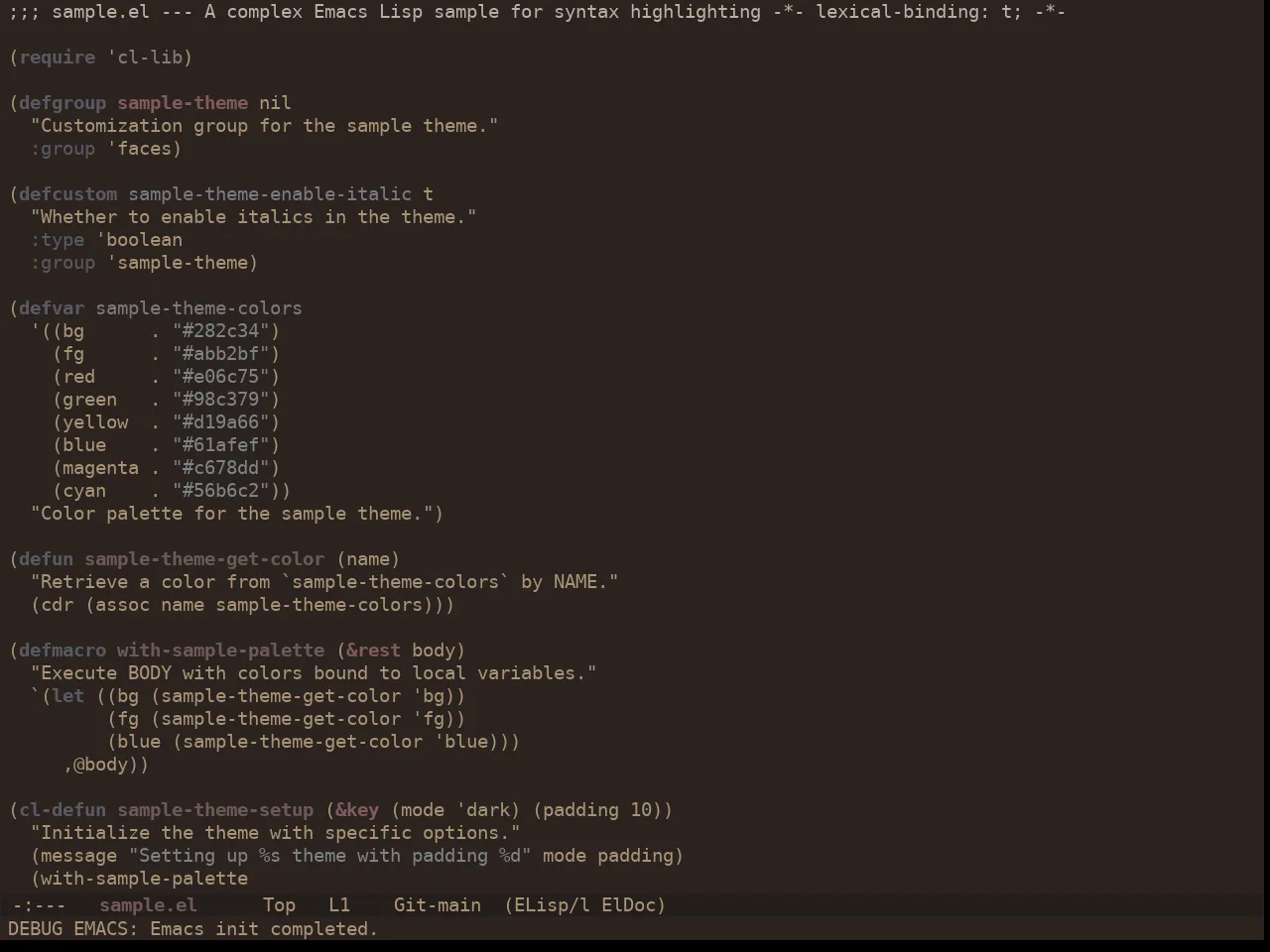 Ewal Dkeg Sundr Theme in emacs-lisp-mode