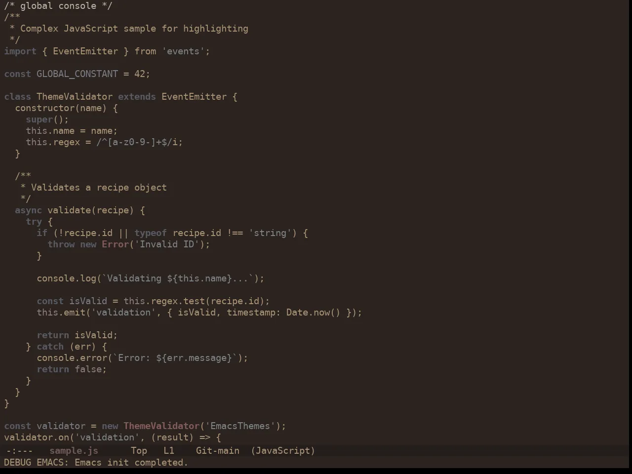 Ewal Dkeg Sundr Theme in javascript-mode
