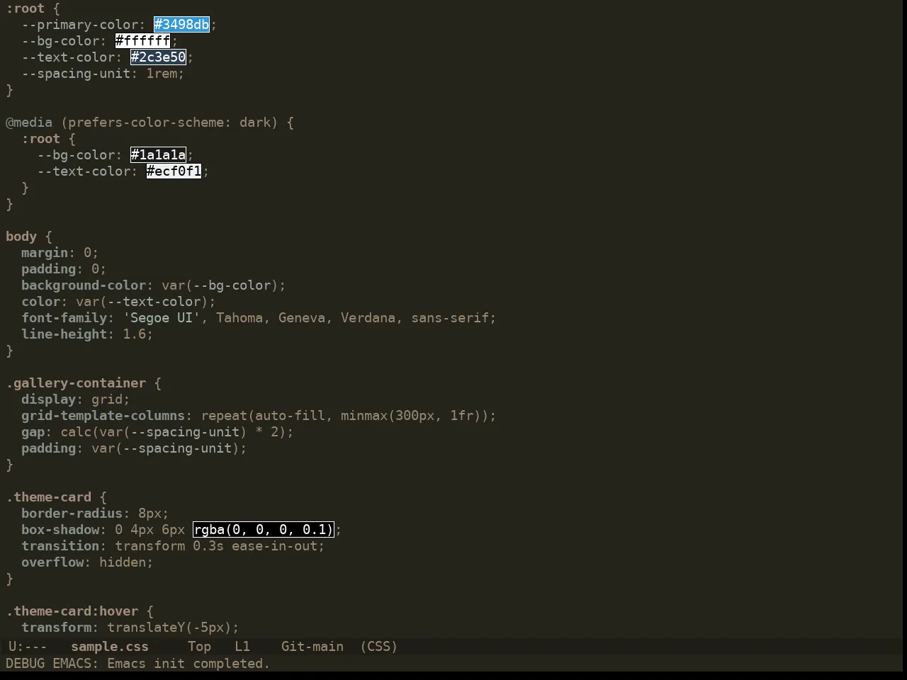 Ewal Dkeg Tealights Theme in css-mode