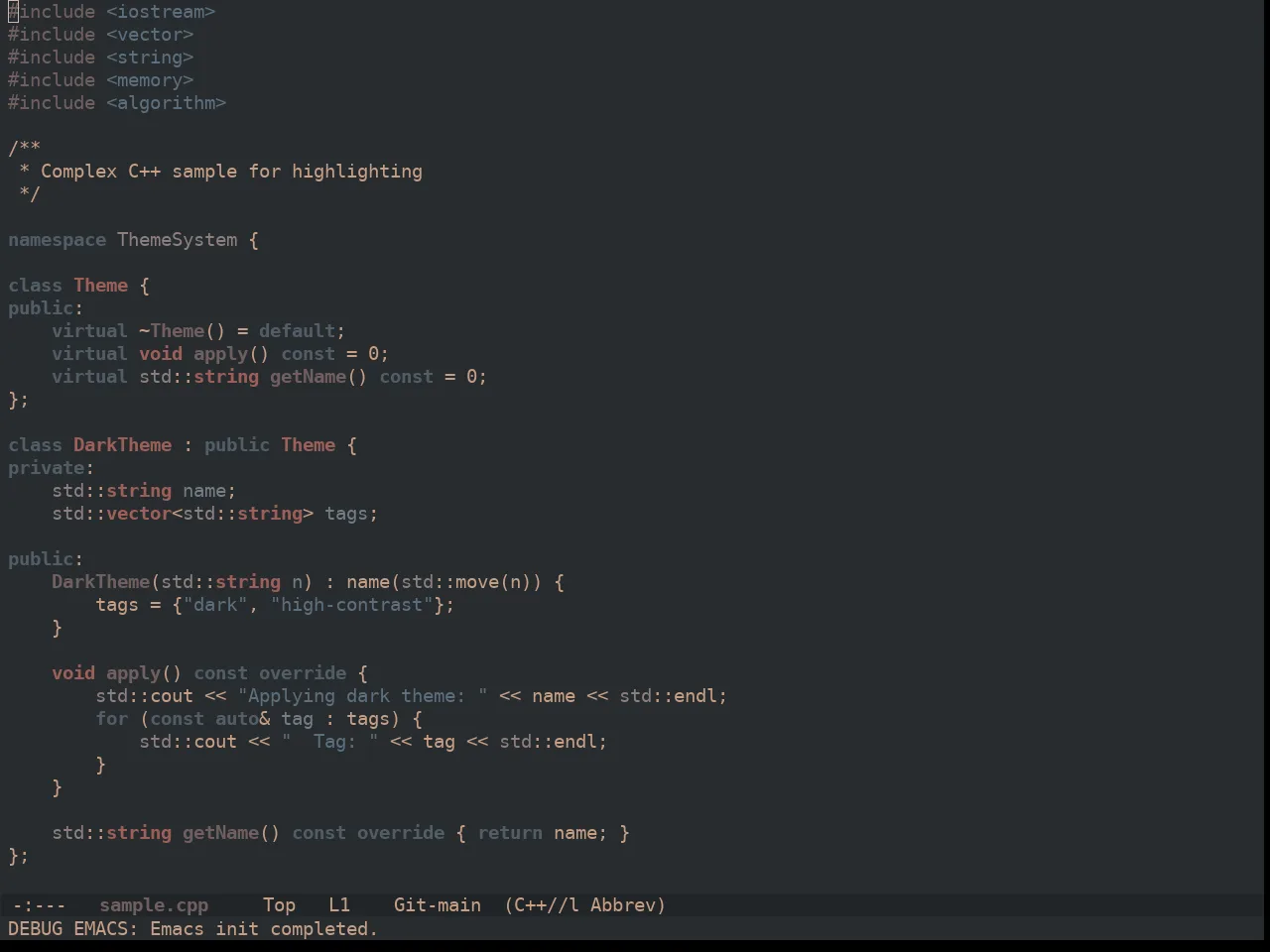 Ewal Dkeg Traffic Theme in c++-mode