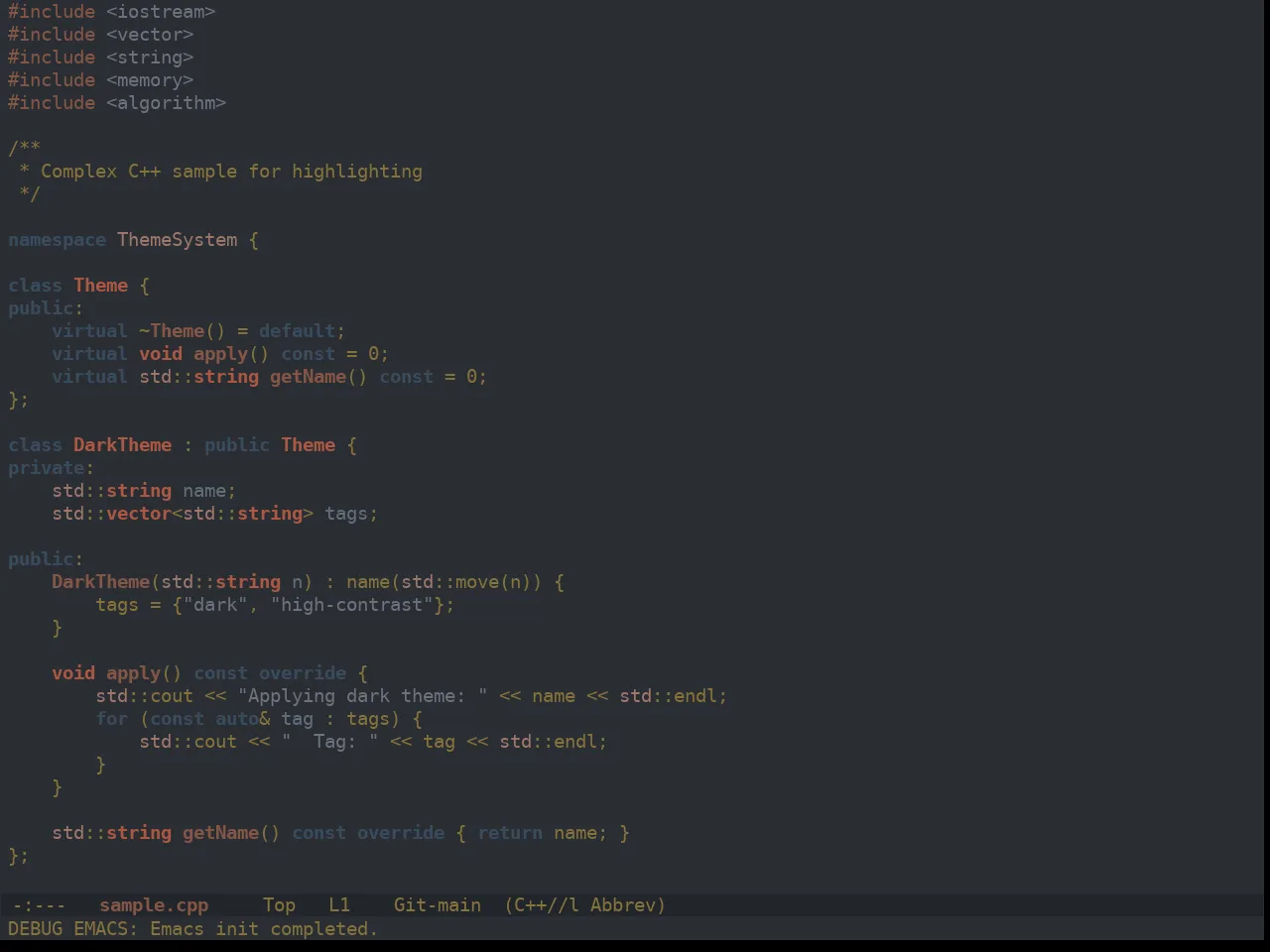 Ewal Dkeg View Theme in c++-mode