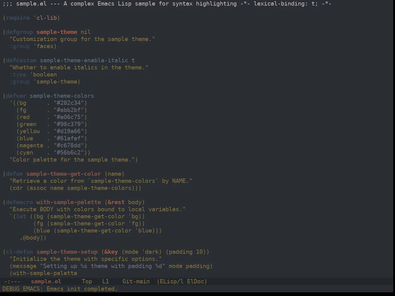 Ewal Dkeg View Theme in emacs-lisp-mode