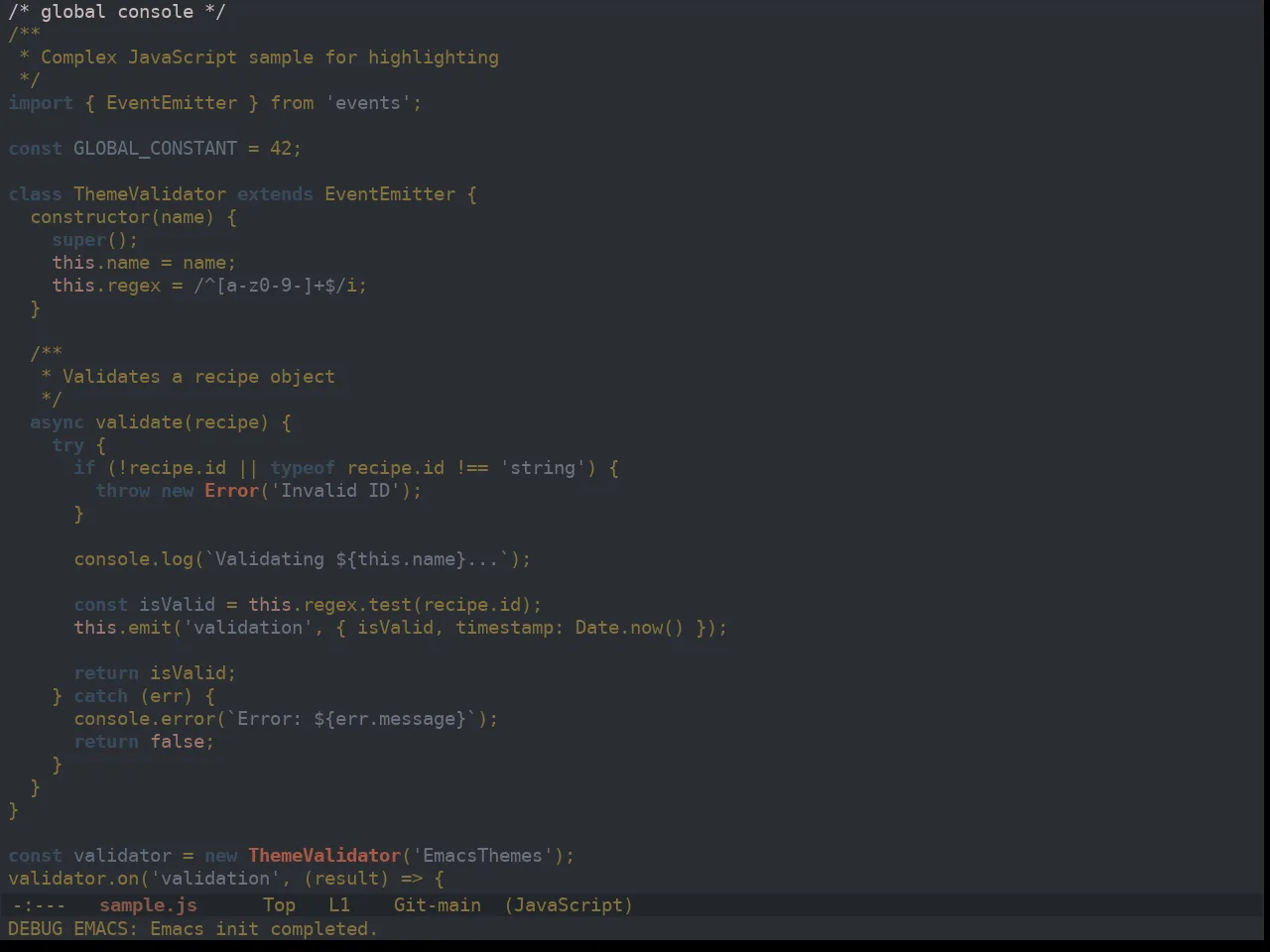Ewal Dkeg View Theme in javascript-mode
