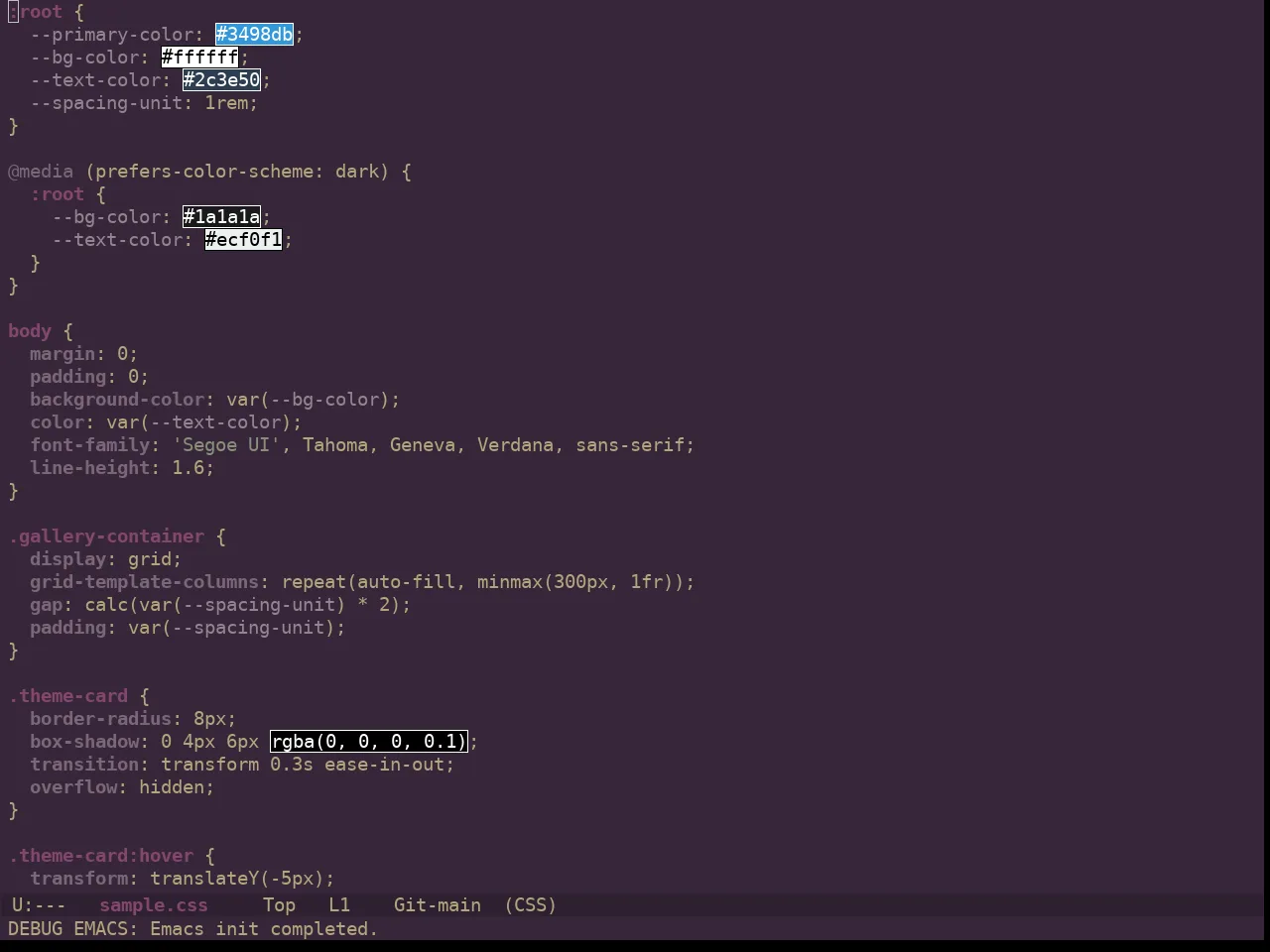 Ewal Dkeg Wintry Theme in css-mode