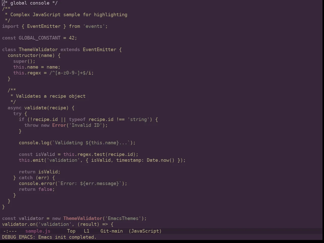 Ewal Dkeg Wintry Theme in javascript-mode