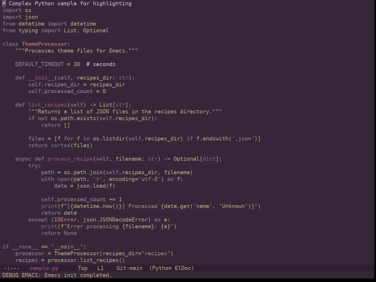 Ewal Dkeg Wintry Theme in python-mode