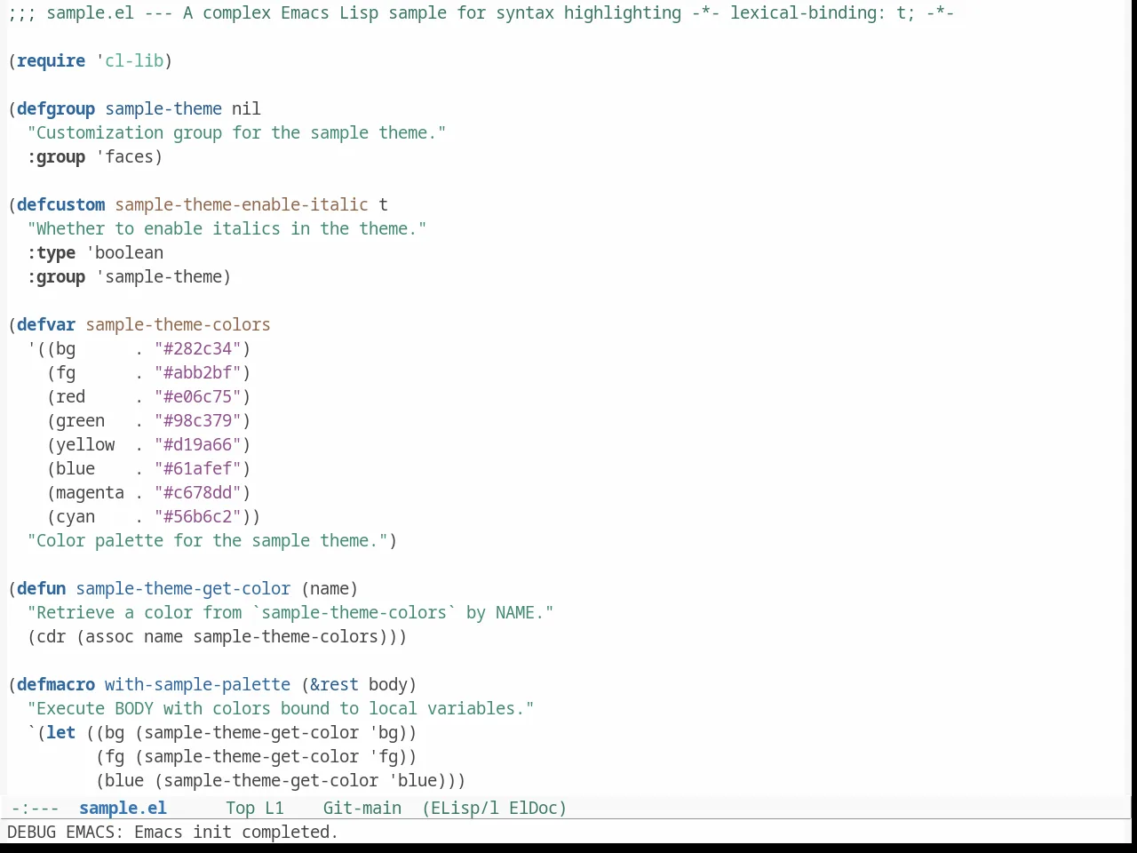 Doneburn Theme in emacs-lisp-mode