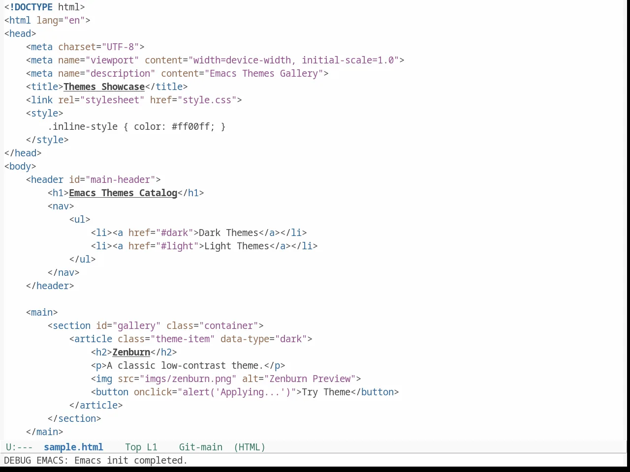 Doneburn Theme in html-mode