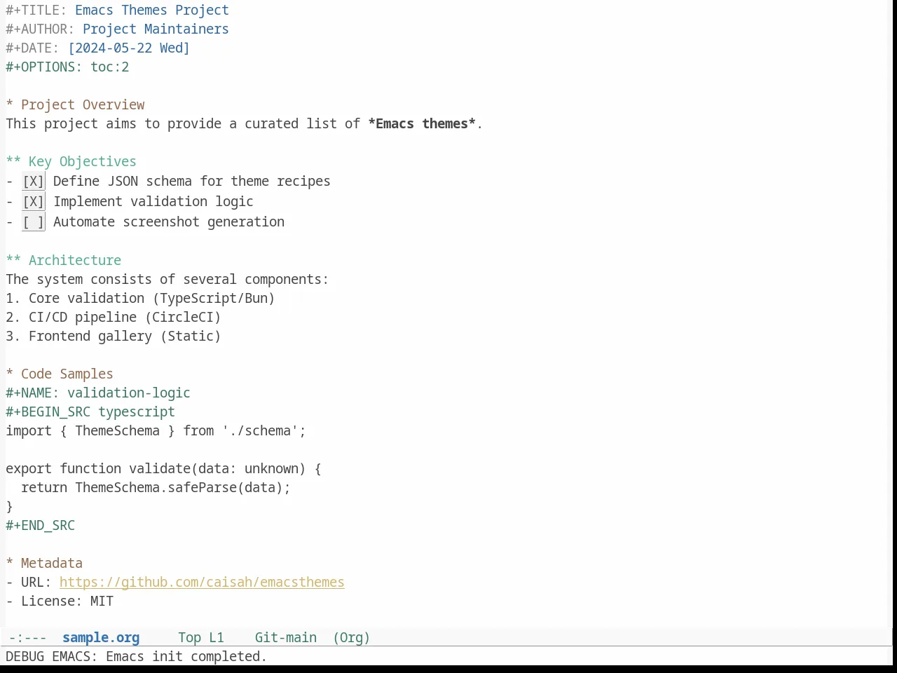 Doneburn Theme in org-mode