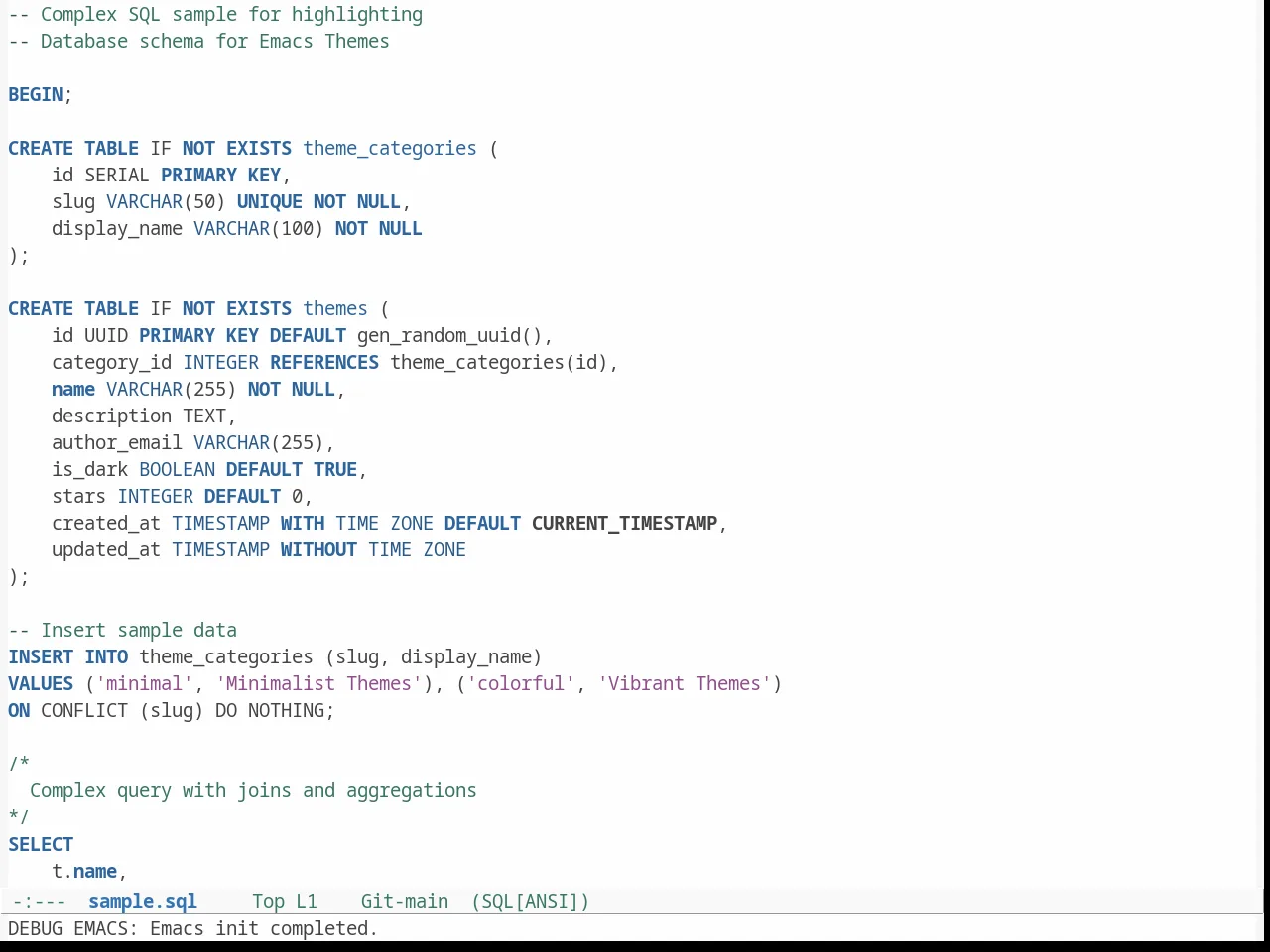 Doneburn Theme in sql-mode