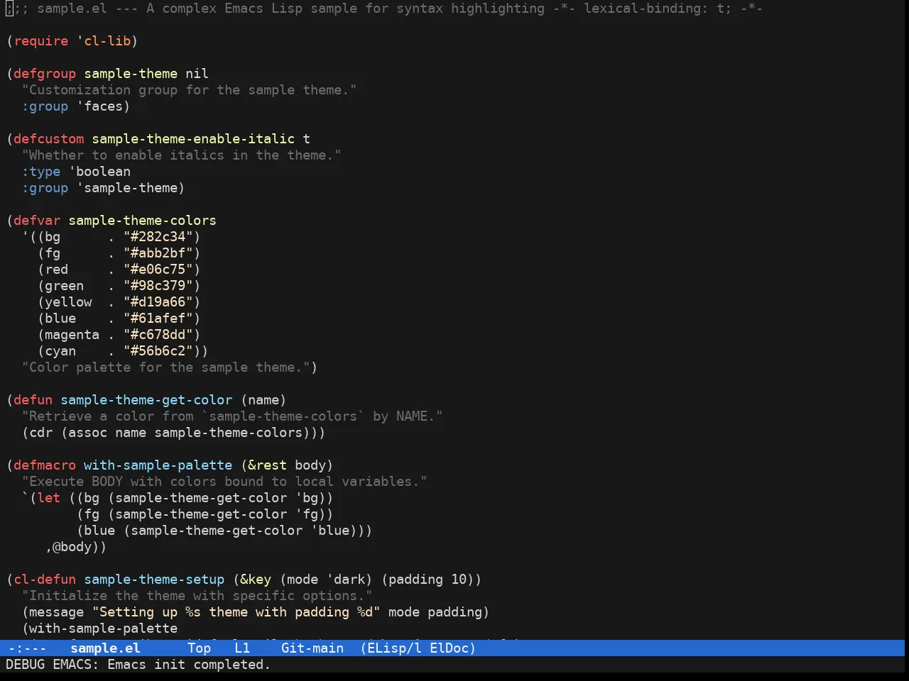 Doom 1337 Theme in emacs-lisp-mode