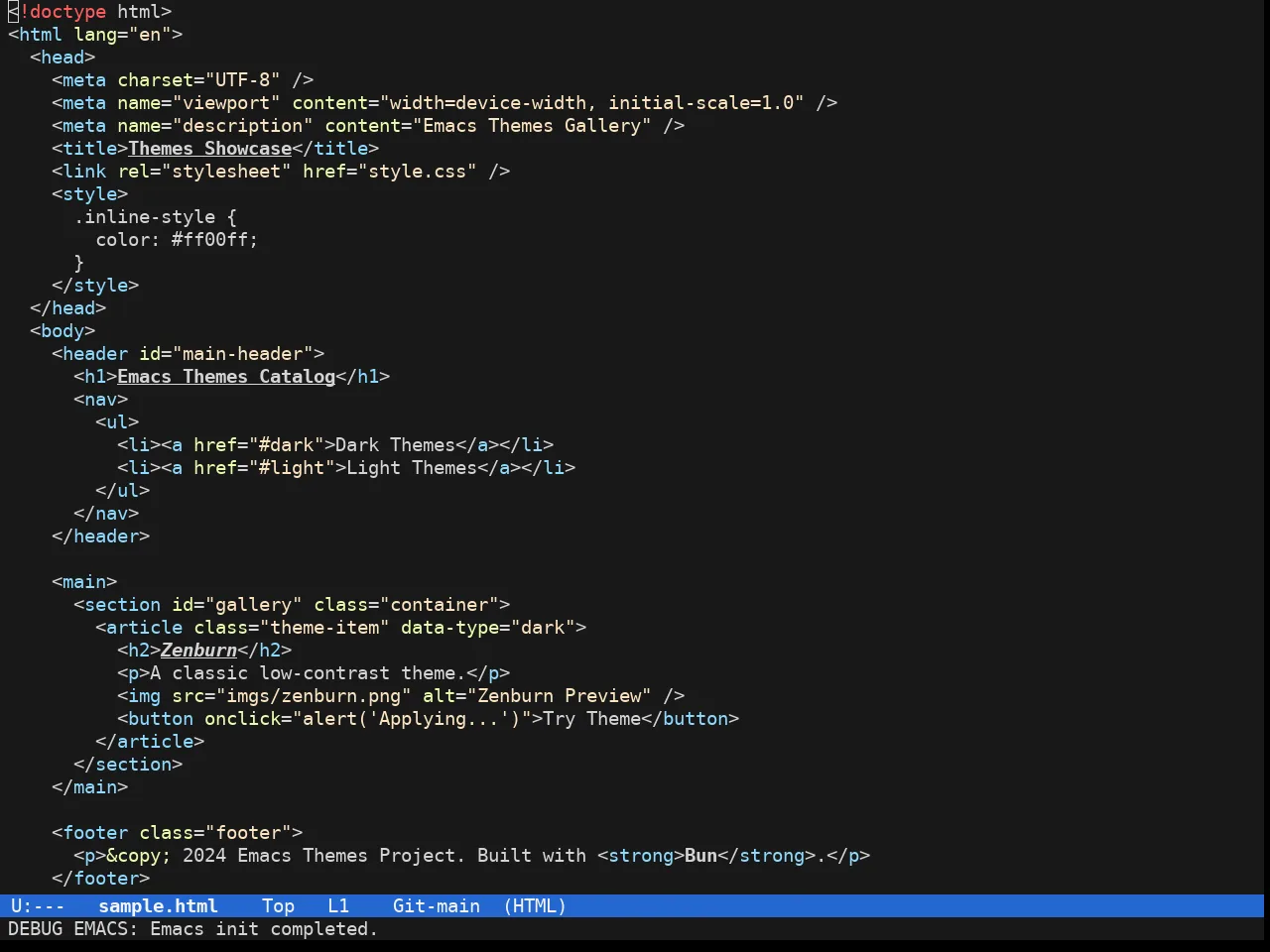 Doom 1337 Theme in html-mode