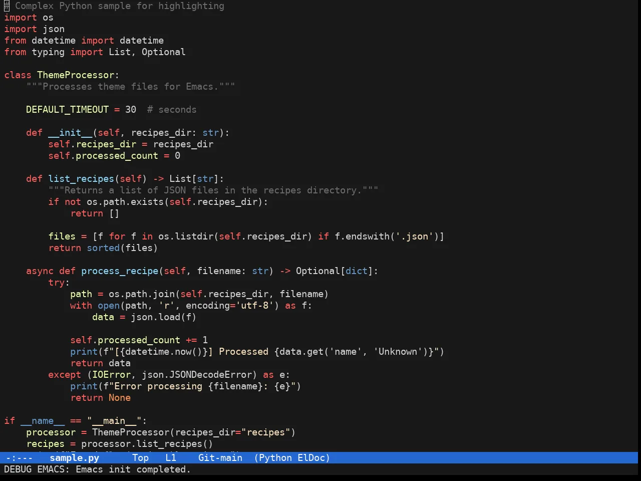 Doom 1337 Theme in python-mode