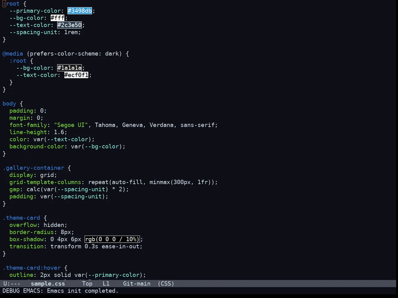 Doom Acario Dark Theme in css-mode