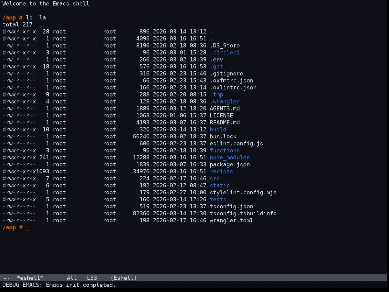 Doom Acario Dark Theme in eshell