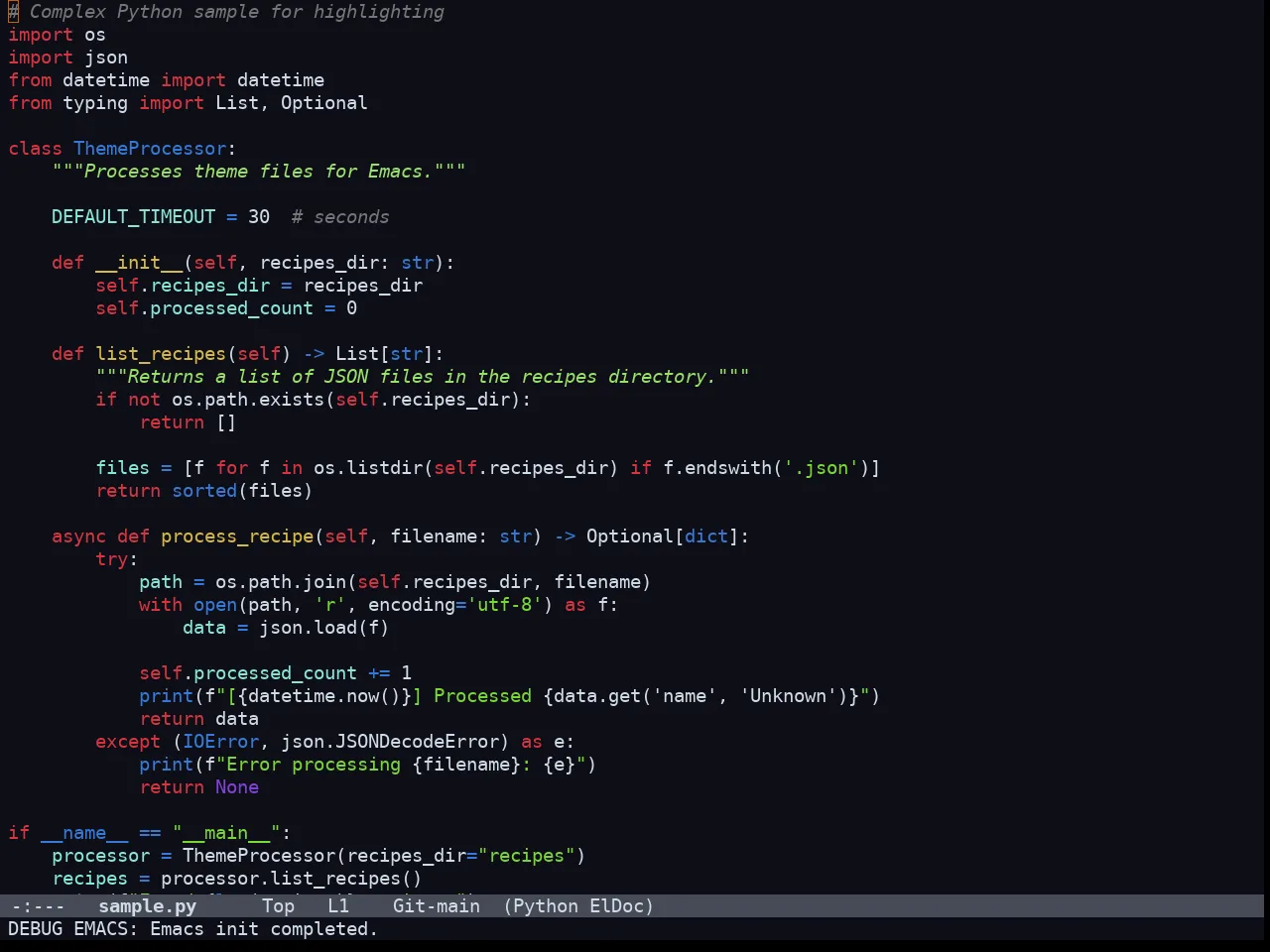 Doom Acario Dark Theme in python-mode
