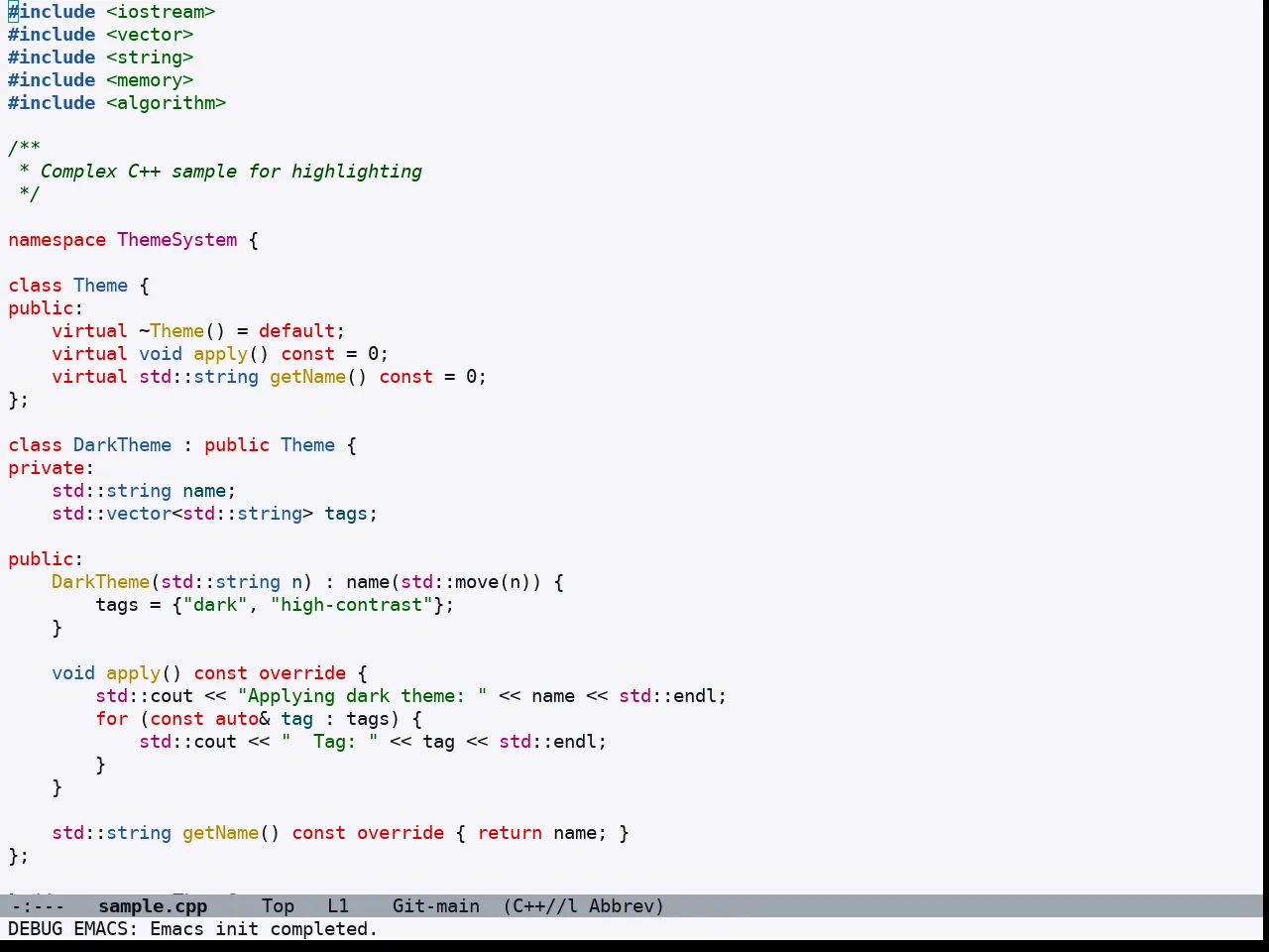 Doom Acario Light Theme in c++-mode