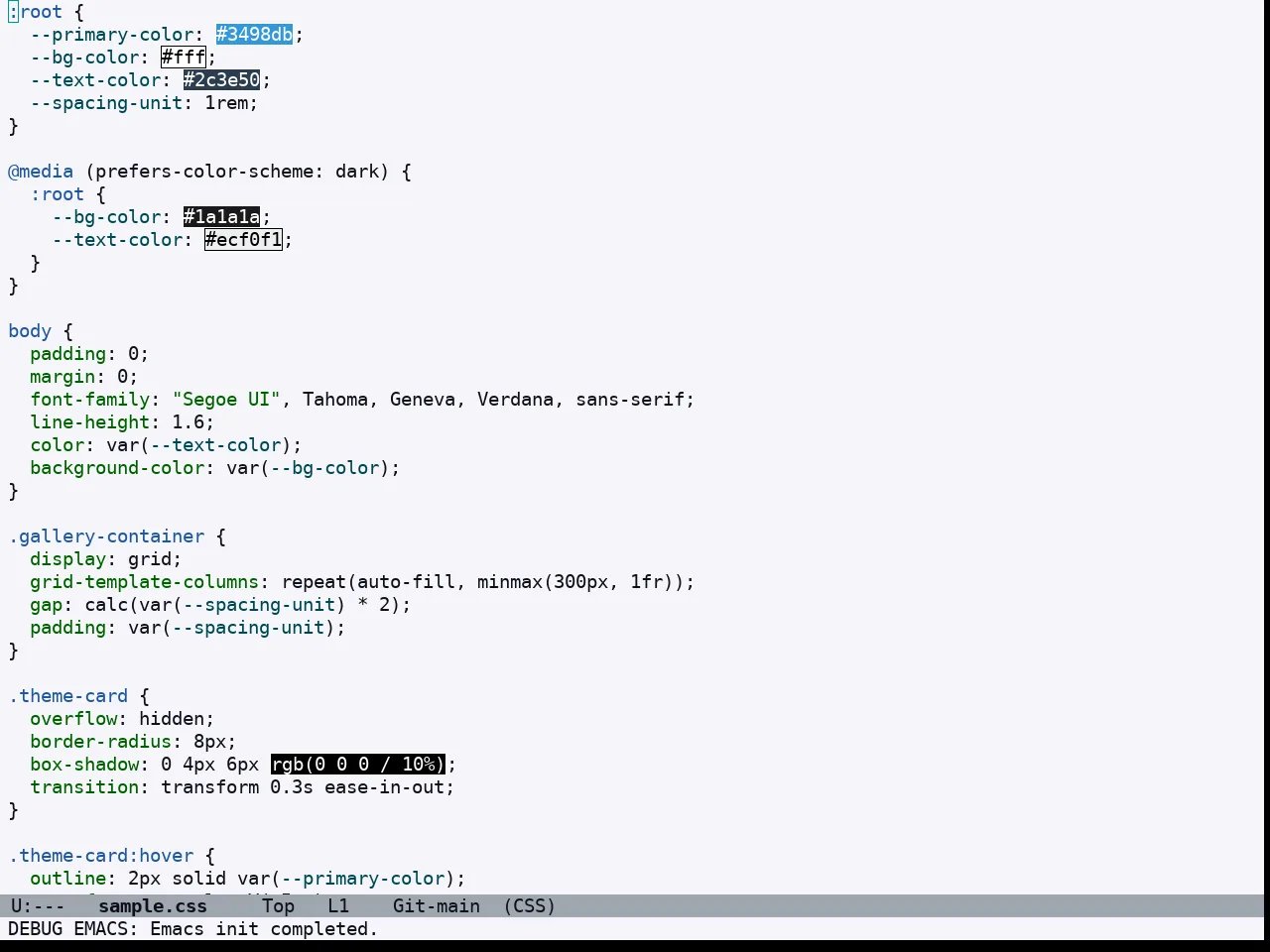 Doom Acario Light Theme in css-mode