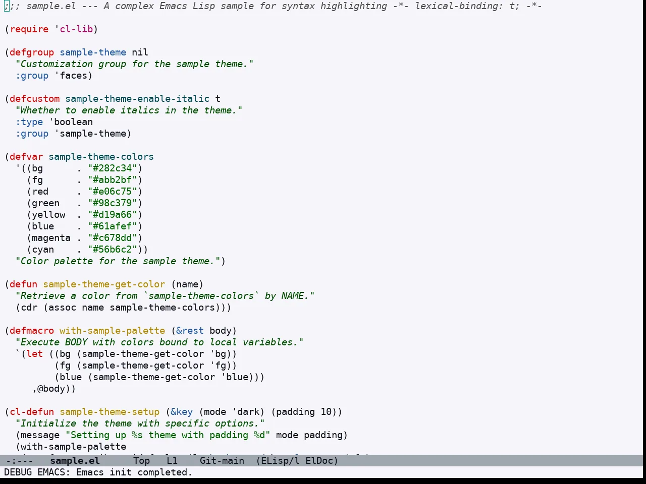Doom Acario Light Theme in emacs-lisp-mode