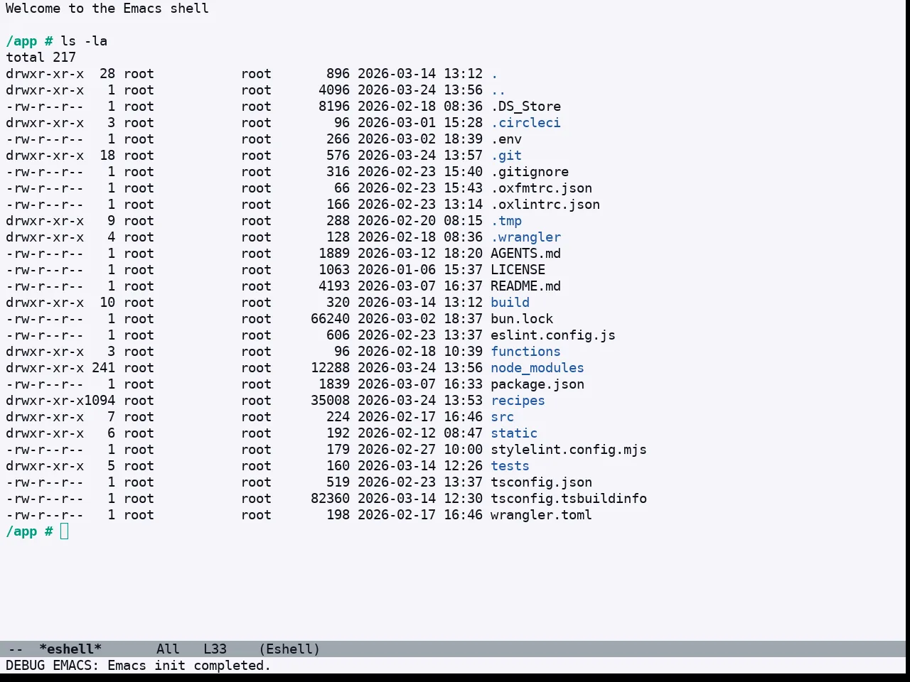Doom Acario Light Theme in eshell
