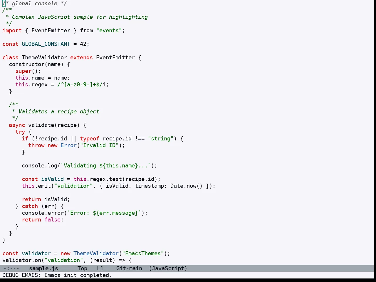 Doom Acario Light Theme in javascript-mode