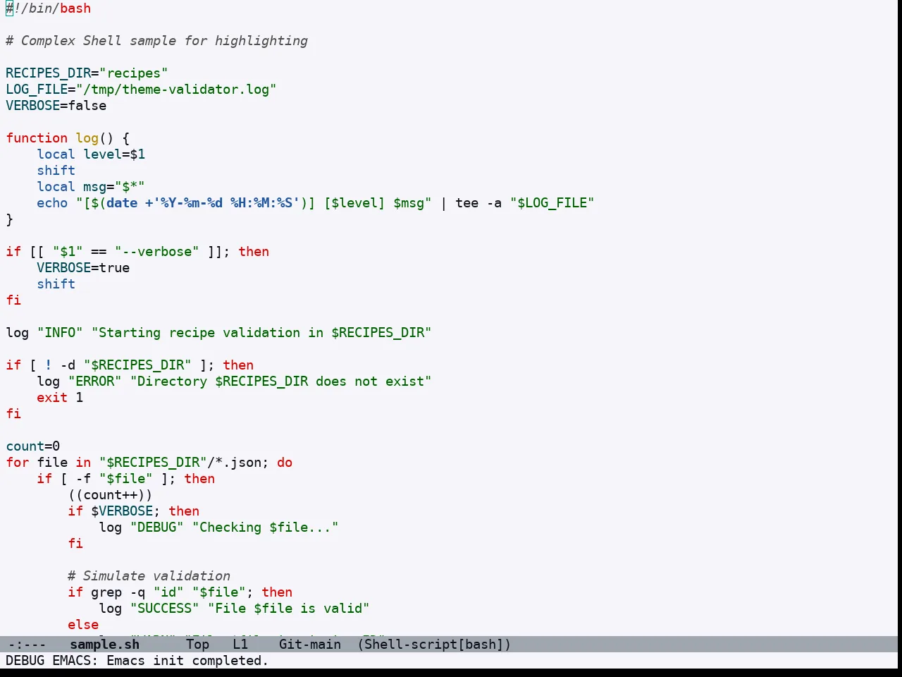 Doom Acario Light Theme in sh-mode