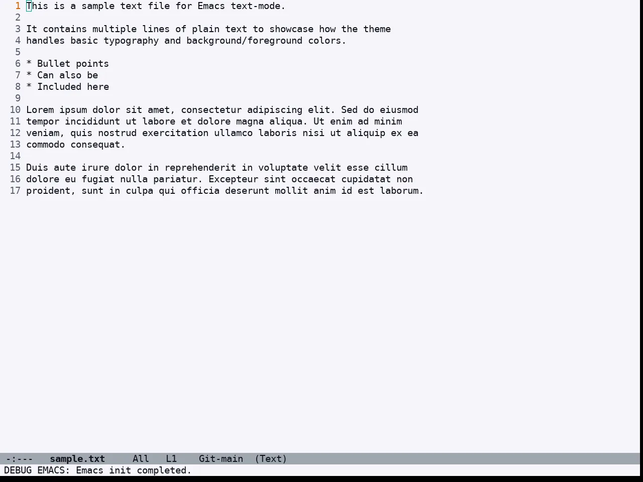 Doom Acario Light Theme in text-mode