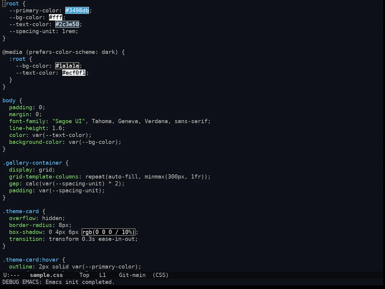 Doom Ayu Dark Theme in css-mode