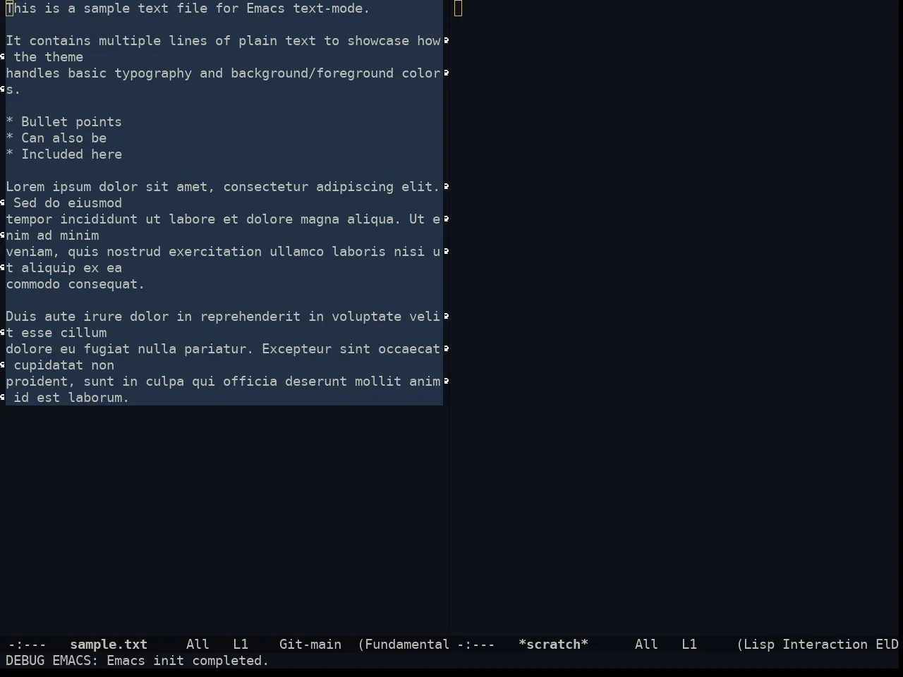 Doom Ayu Dark Theme in fundamental-mode
