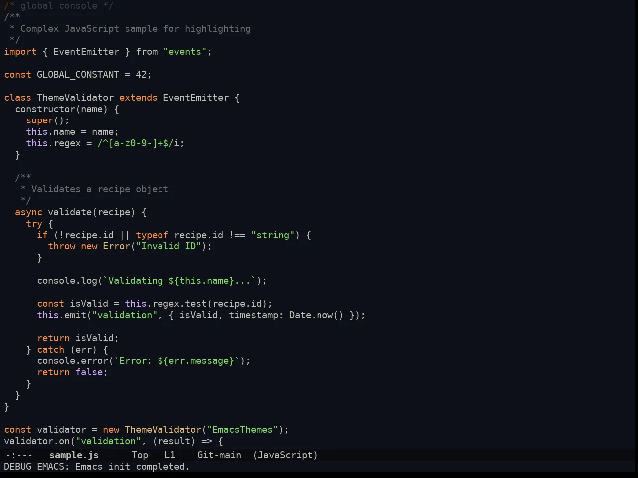 Doom Ayu Dark Theme in javascript-mode