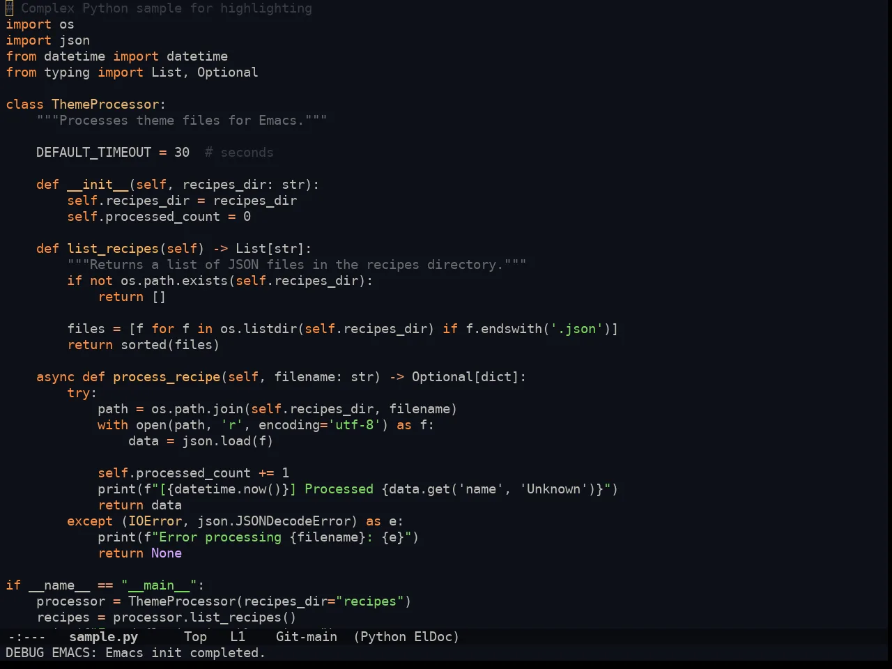Doom Ayu Dark Theme in python-mode