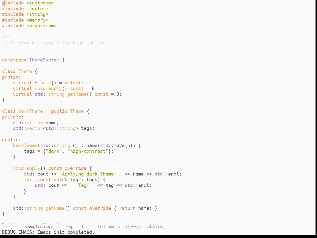 Doom Ayu Light Theme in c++-mode