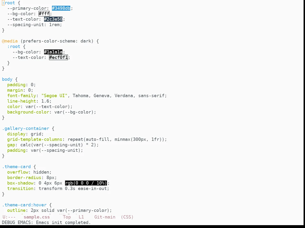 Doom Ayu Light Theme in css-mode