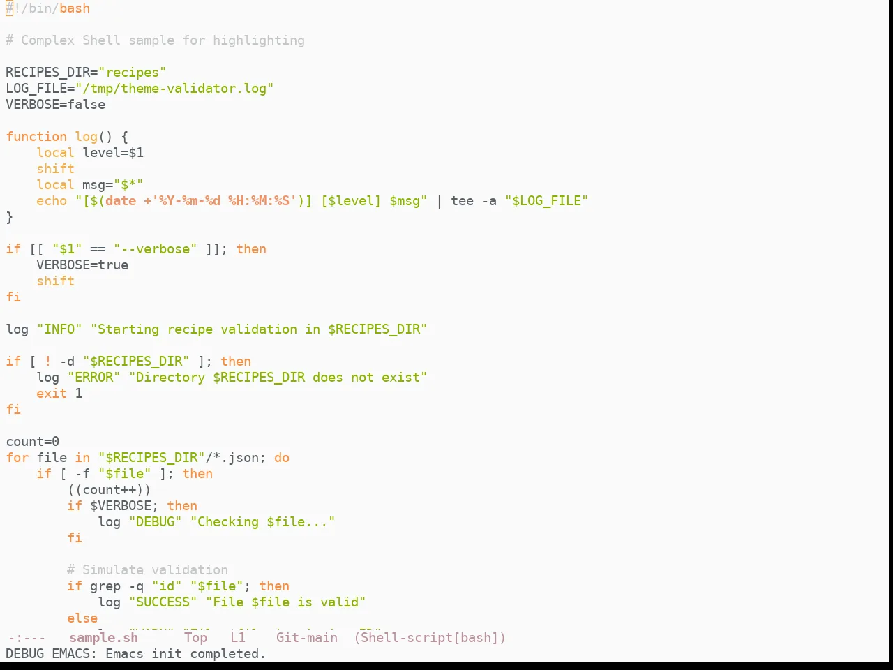 Doom Ayu Light Theme in sh-mode