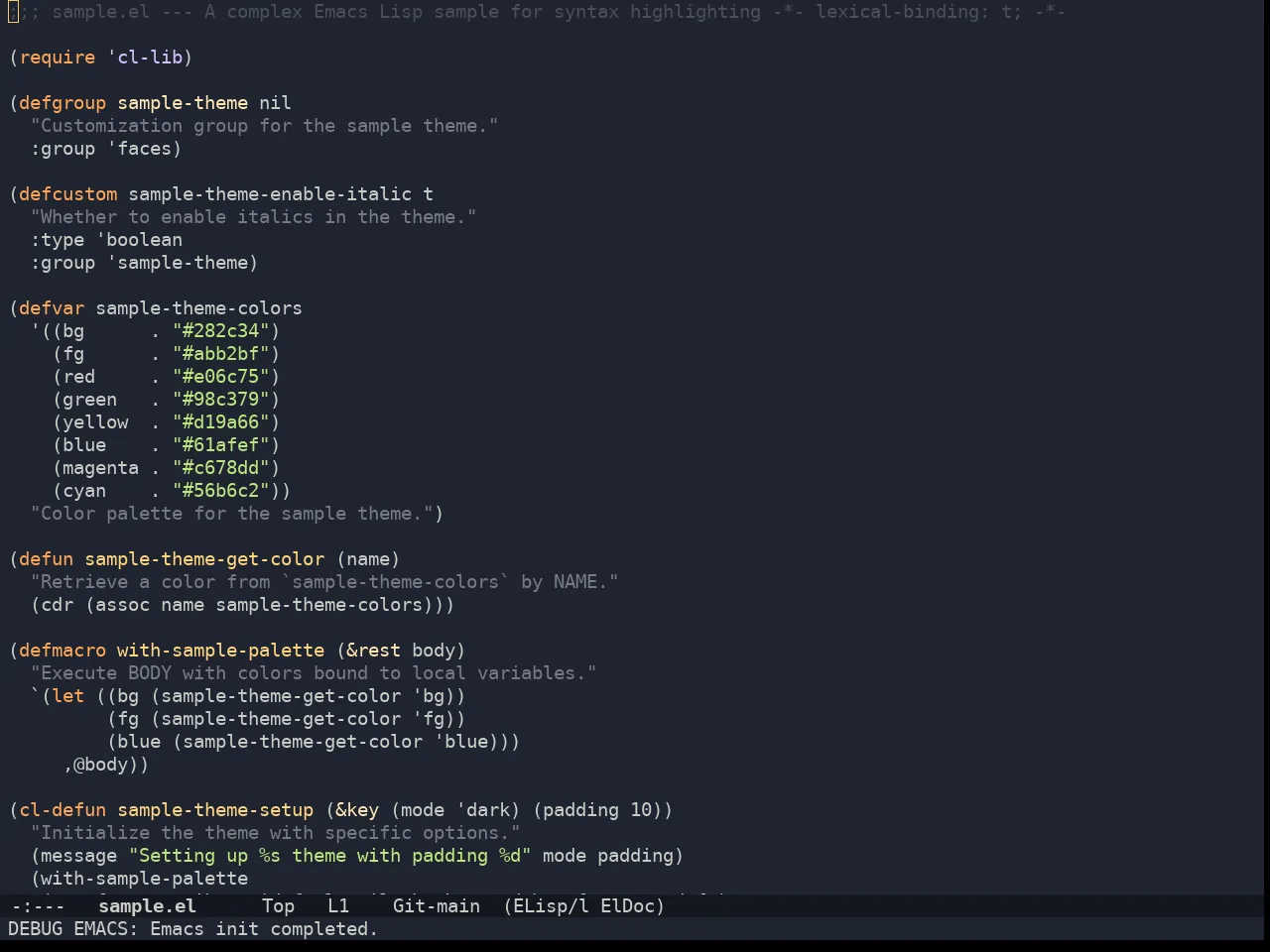 Doom Ayu Mirage Theme in emacs-lisp-mode