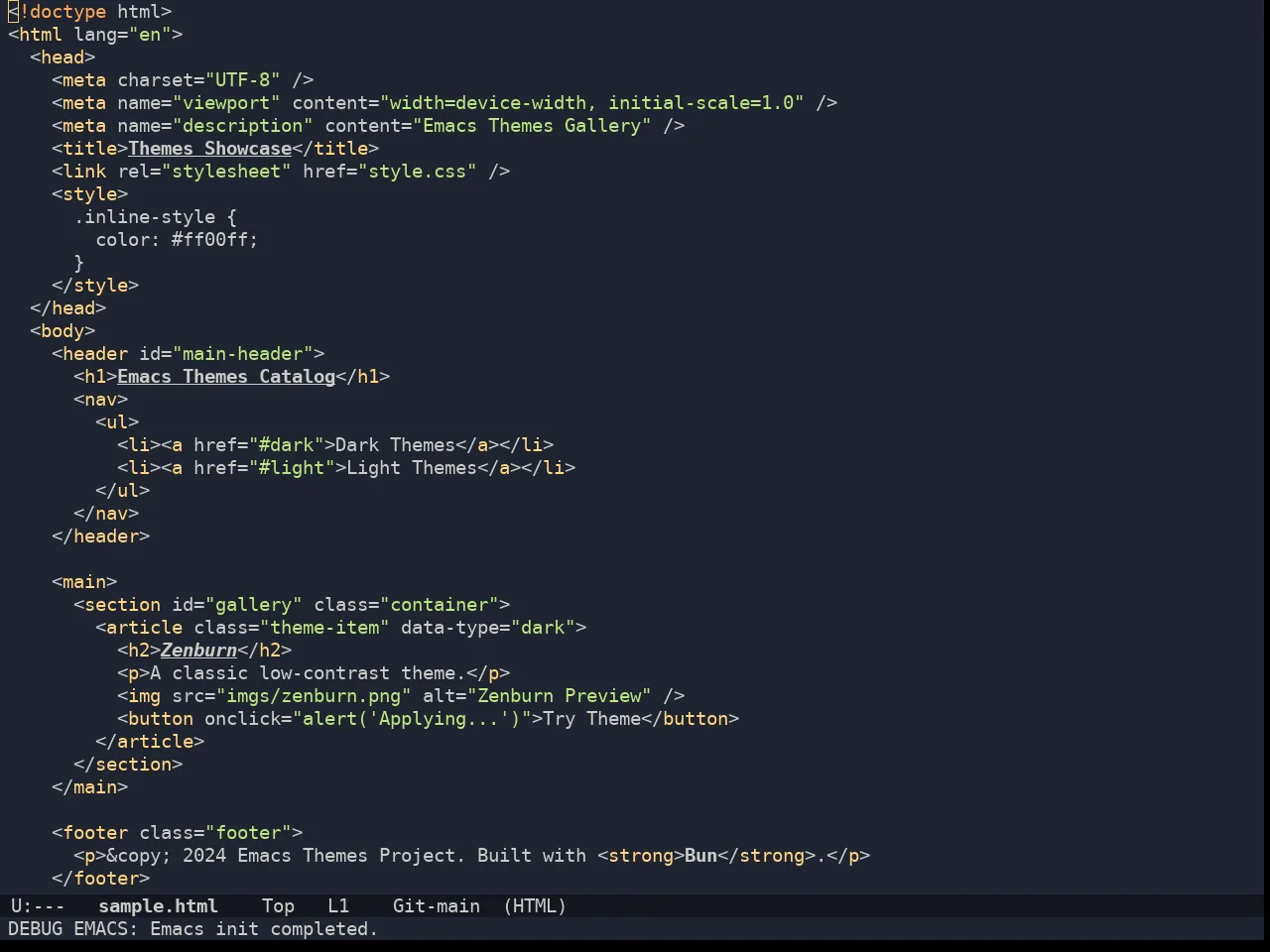 Doom Ayu Mirage Theme in html-mode