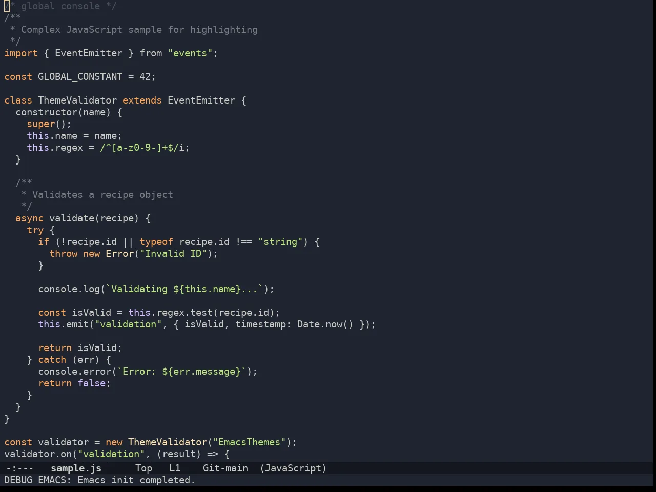 Doom Ayu Mirage Theme in javascript-mode