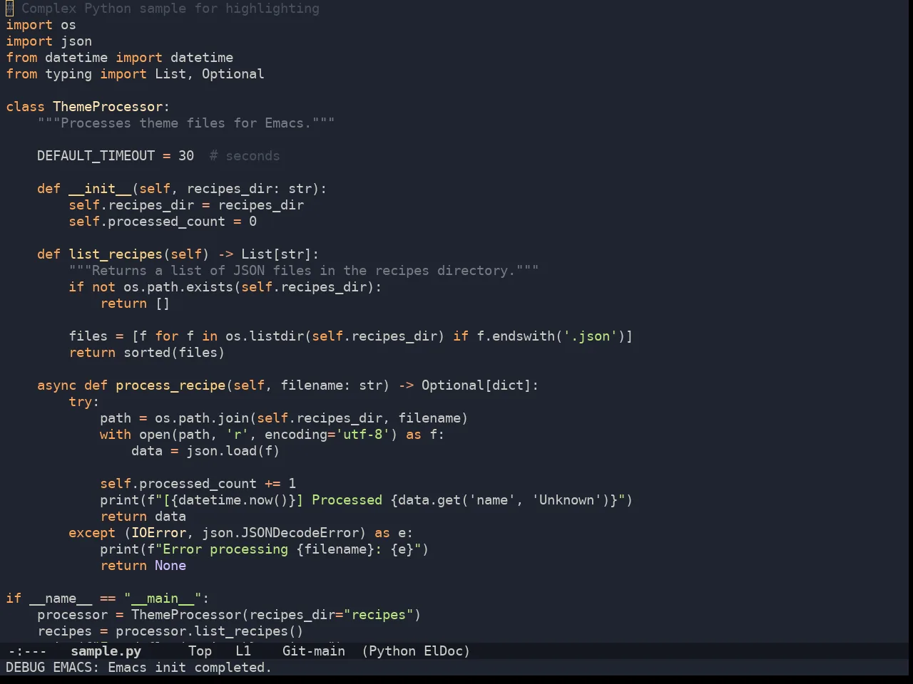 Doom Ayu Mirage Theme in python-mode