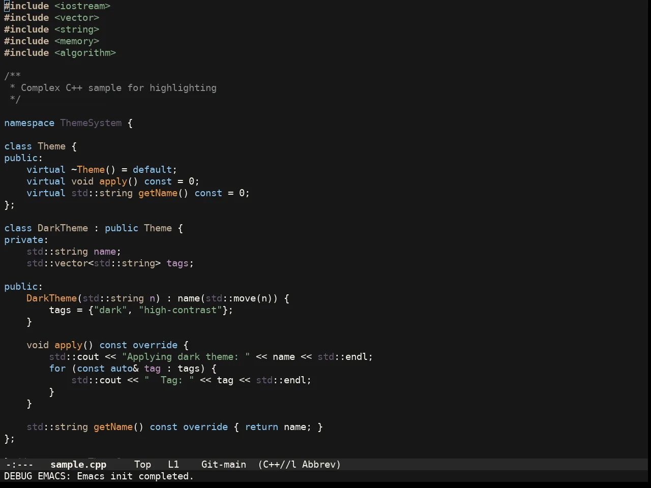 Doom Badger Theme in c++-mode