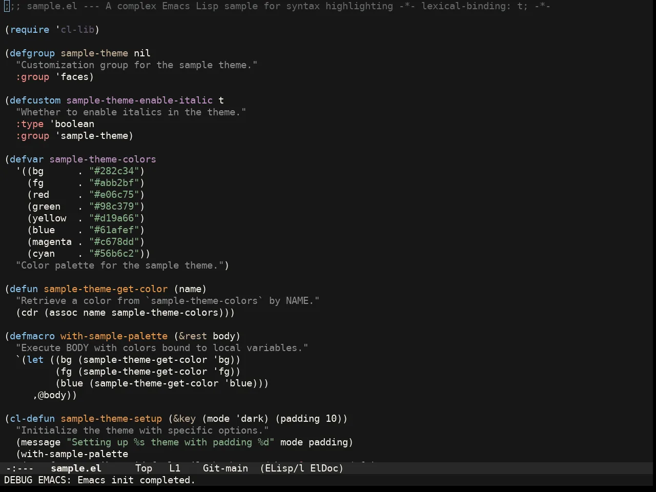 Doom Badger Theme in emacs-lisp-mode