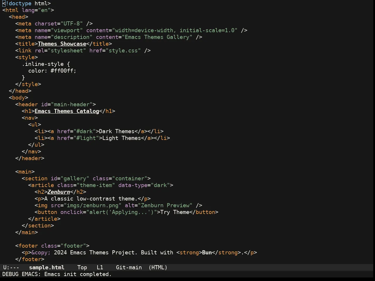Doom Badger Theme in html-mode