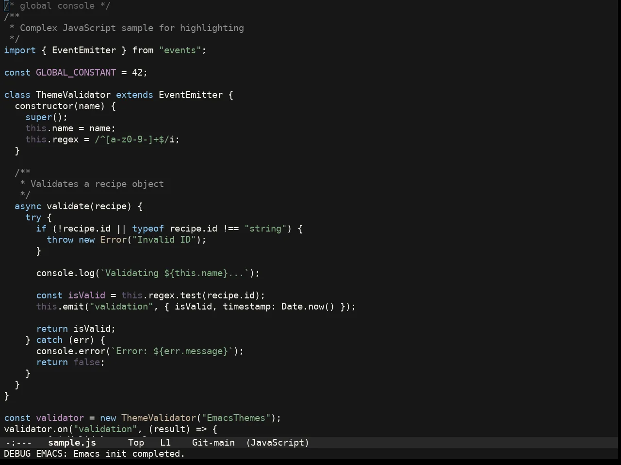 Doom Badger Theme in javascript-mode