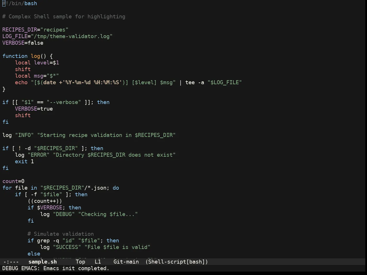 Doom Badger Theme in sh-mode