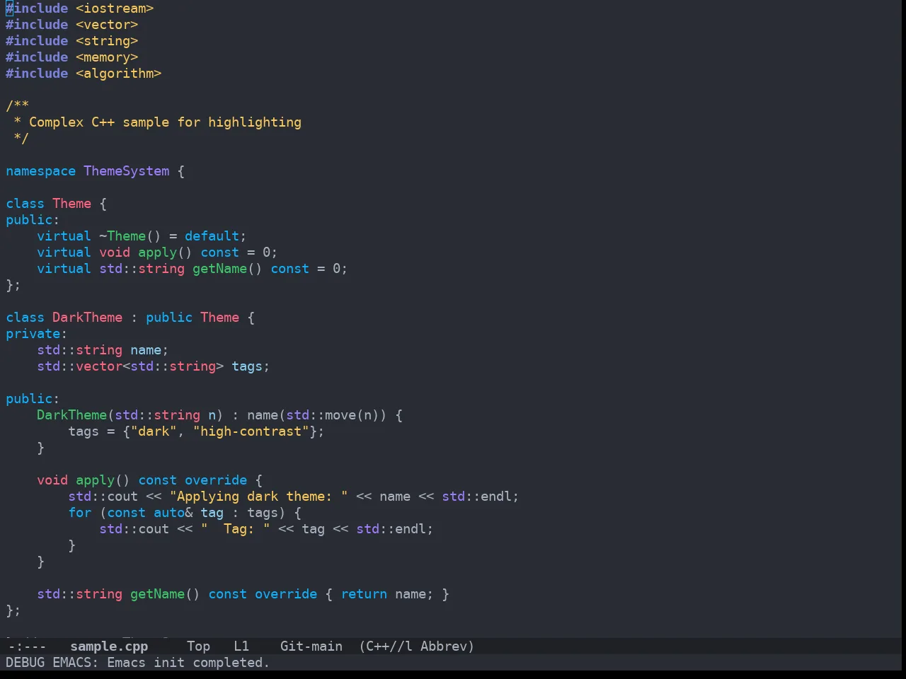 Doom Bluloco Dark Theme in c++-mode