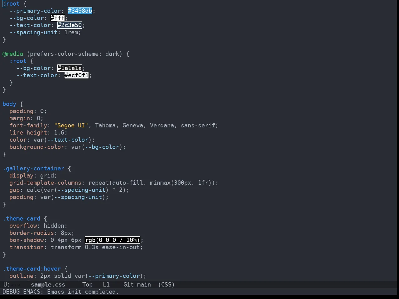 Doom Bluloco Dark Theme in css-mode