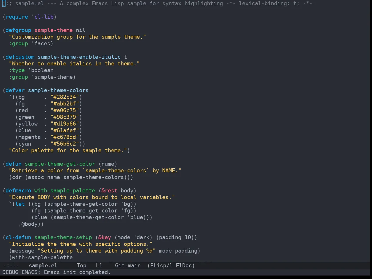 Doom Bluloco Dark Theme in emacs-lisp-mode