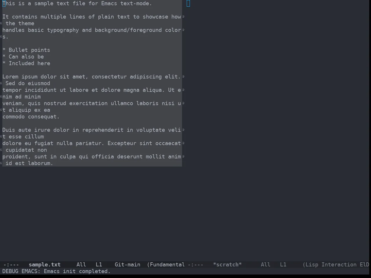 Doom Bluloco Dark Theme in fundamental-mode